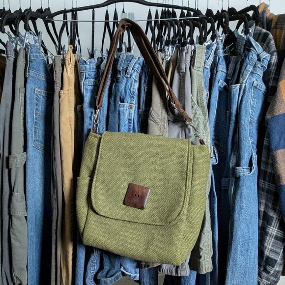 Canvas and suede women's shoulder bag - Picture 1 of 4